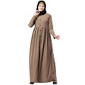 Front open abaya with pintucks- Beige Front open abaya with pintucks- Beige